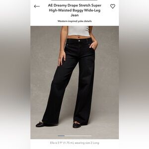 American Eagle Dreamy Drape Stretch Super High Waisted Baggy Wide Leg Jean